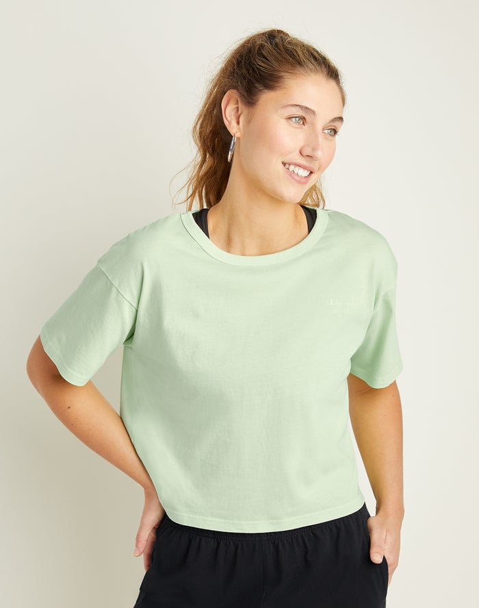 Camiseta Champion Mujer - Lightweight Cropped ( Verde Claro ) 8015739-KQ